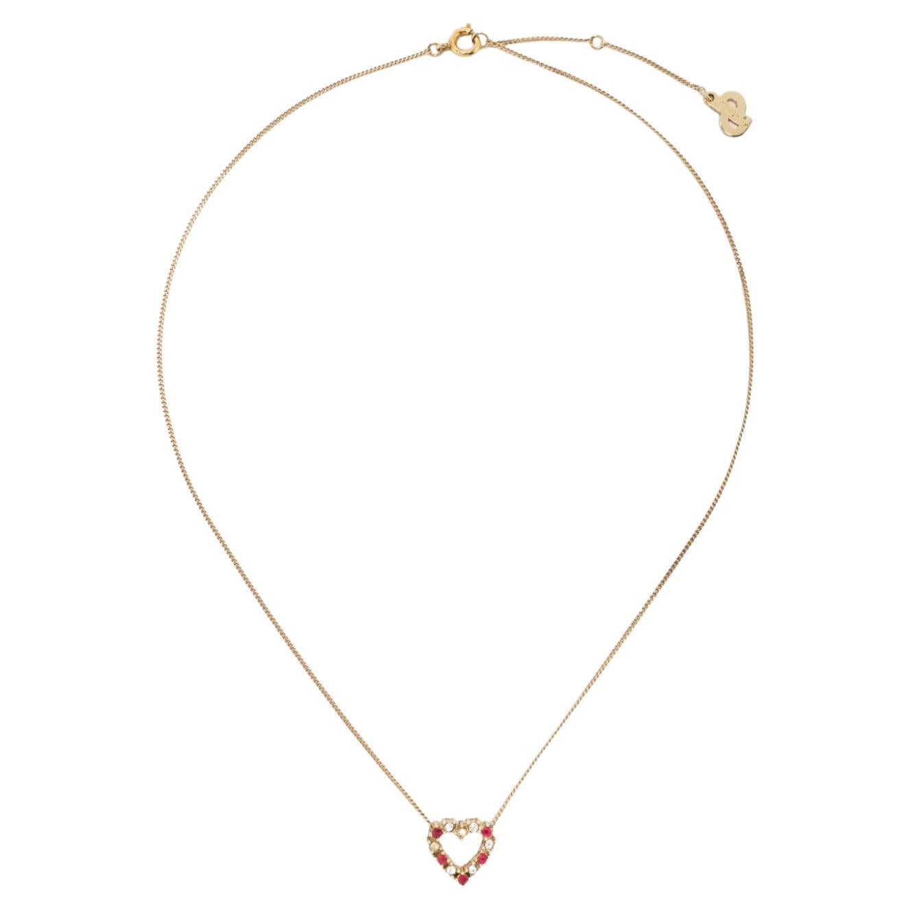 Christian Dior Gold-Tone Heart Necklace For Sale