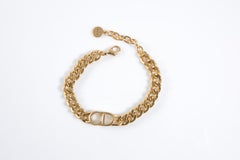 Christian Dior Gold Tone Large CD Chain Bracelet