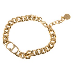 Christian Dior Gold Tone Large CD Chain Bracelet