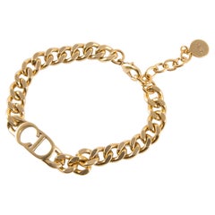 Christian Dior Gold Tone Large CD Chain Bracelet