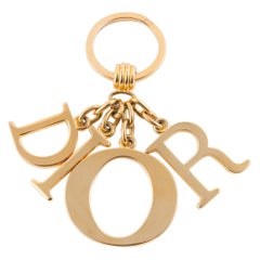 Christian Dior Gold Tone Letters Charms Key Ring