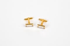Christian Dior Gold Tone Logo Cufflinks Set 1.5X1.5 2cm length