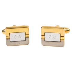 Set di gemelli con logo di Christian Dior in tonalità oro 1,5X1,5 2 cm di lunghezza