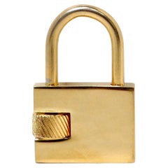 Christian Dior Gold-Tone Logo Engraved Padlock Charm Pendant