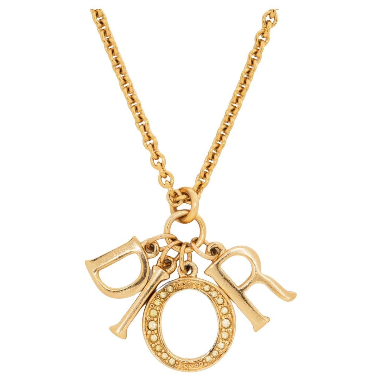 Christian Dior Gold-Tone Logo-Letters Necklace