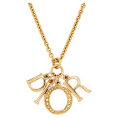 Retro Christian Dior Gold-Tone Logo-Letters Necklace