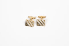 Christian Dior Gold Tone Logo Rectangular Cufflinks Set