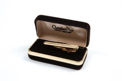 Christian Dior Gold Tone Logo Stamp Tie Clip