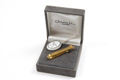 Christian Dior Gold Tone Logo Tie Clip