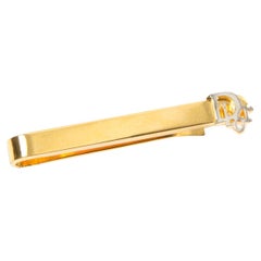 Christian Dior Gold Tone Logo Tie Clip