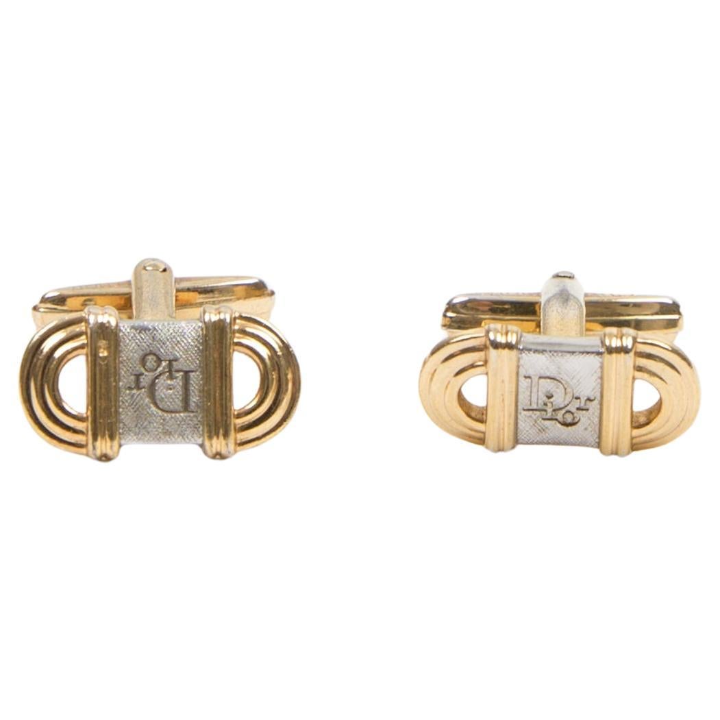 Christian Dior Goldfarbene ovale Manschettenknöpfe mit ovalem Logo