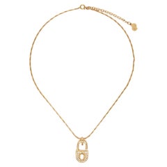 Christian Dior Goldfarbene Padlock-Halskette mit Anhänger
