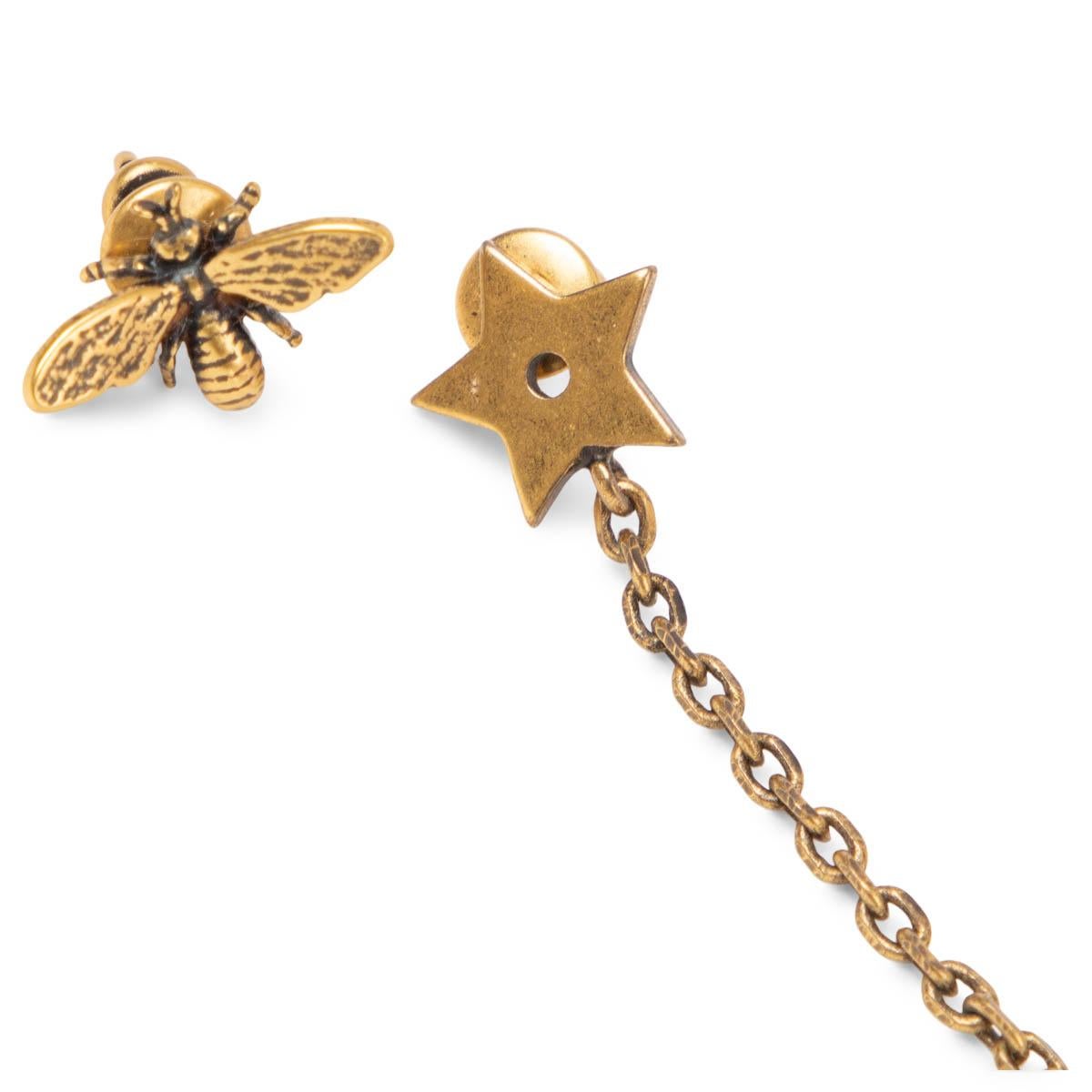 CHRISTIAN DIOR Orecchini con catene di perle e borchie BEE in tonalità oro in vendita 1