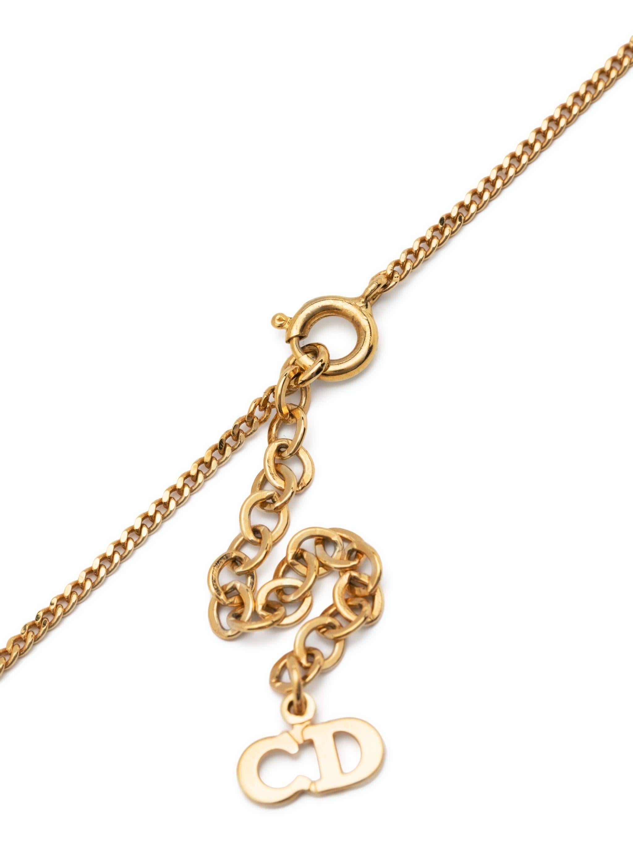 Christian Dior Gold-Tone Pendant Necklace In Good Condition For Sale In Paris, FR