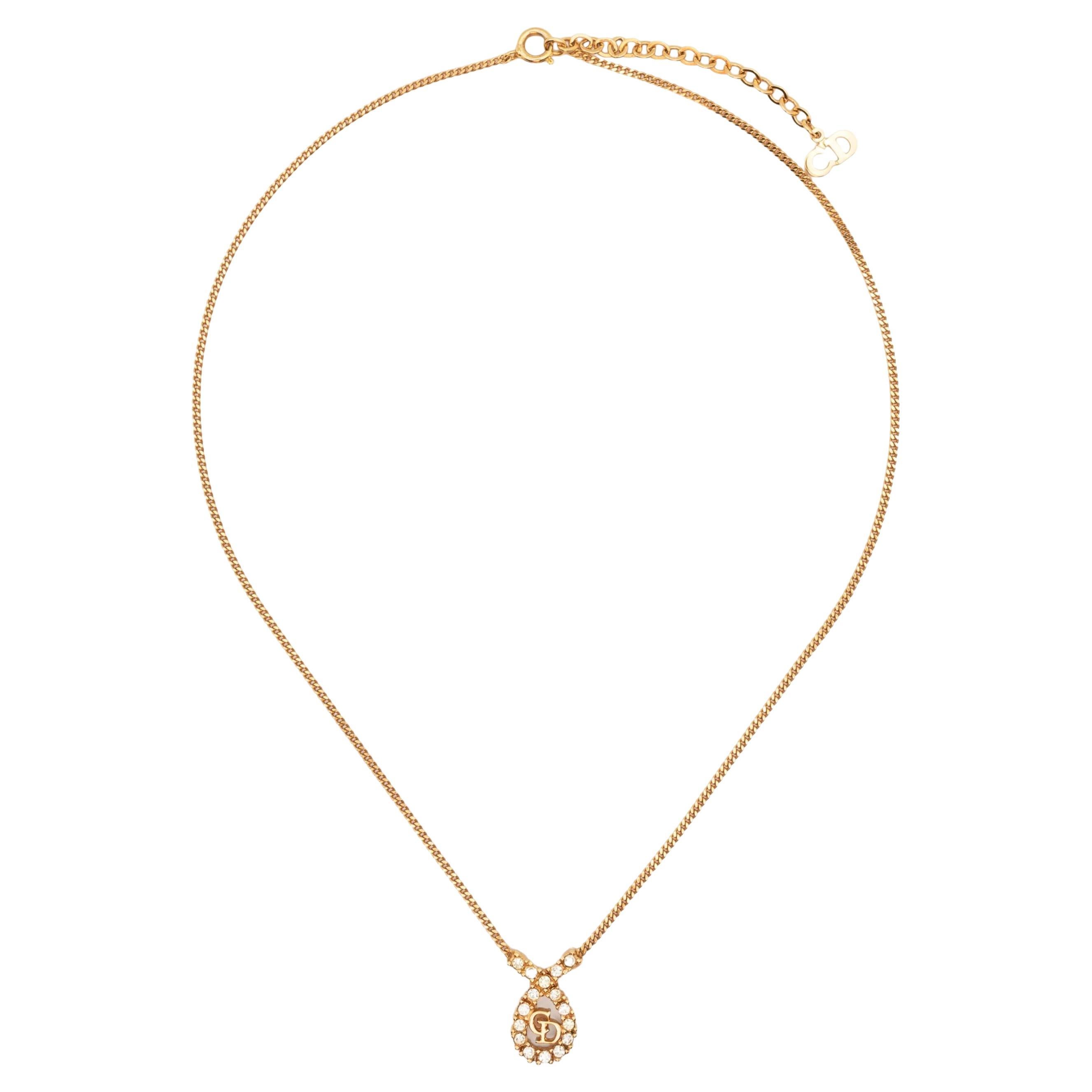 Christian Dior Gold-Tone Pendant Necklace For Sale