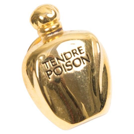 Christian Dior Gold Tone Perfume Bottle Brooch Pin