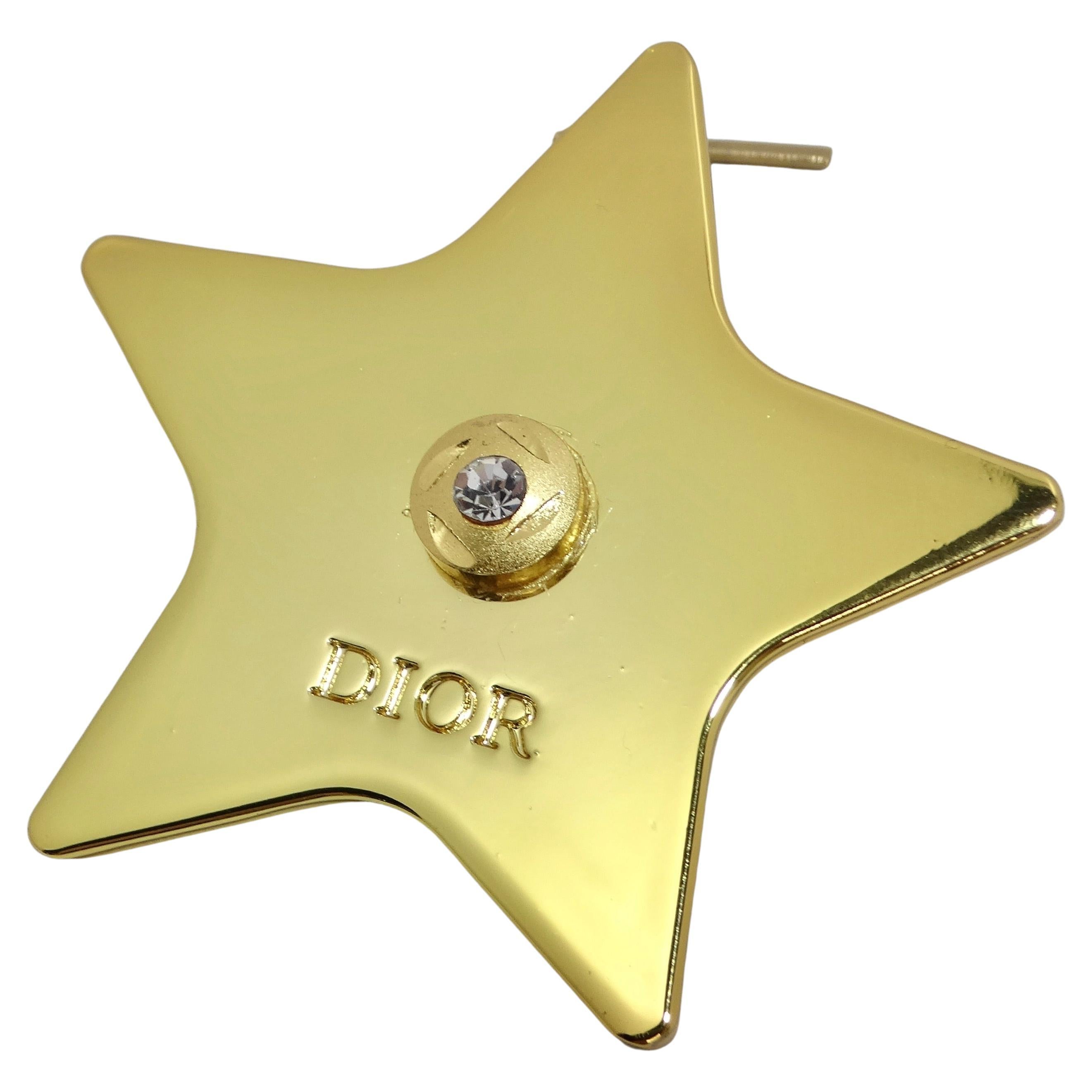Christian Dior Gold Tone Star Pin For Sale