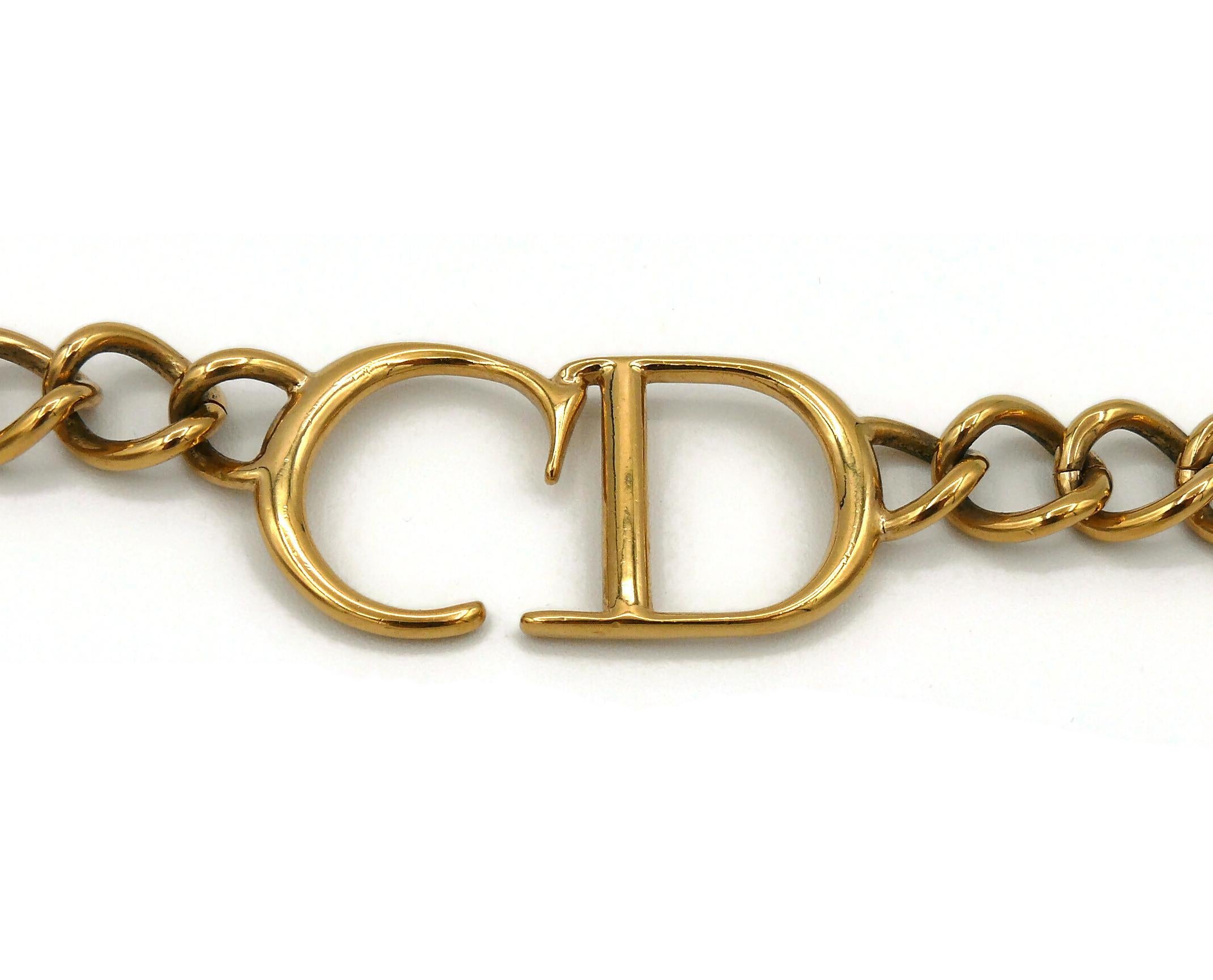 Christian Dior Gold Toned CD Chain Necklace In Good Condition For Sale In Nice, FR