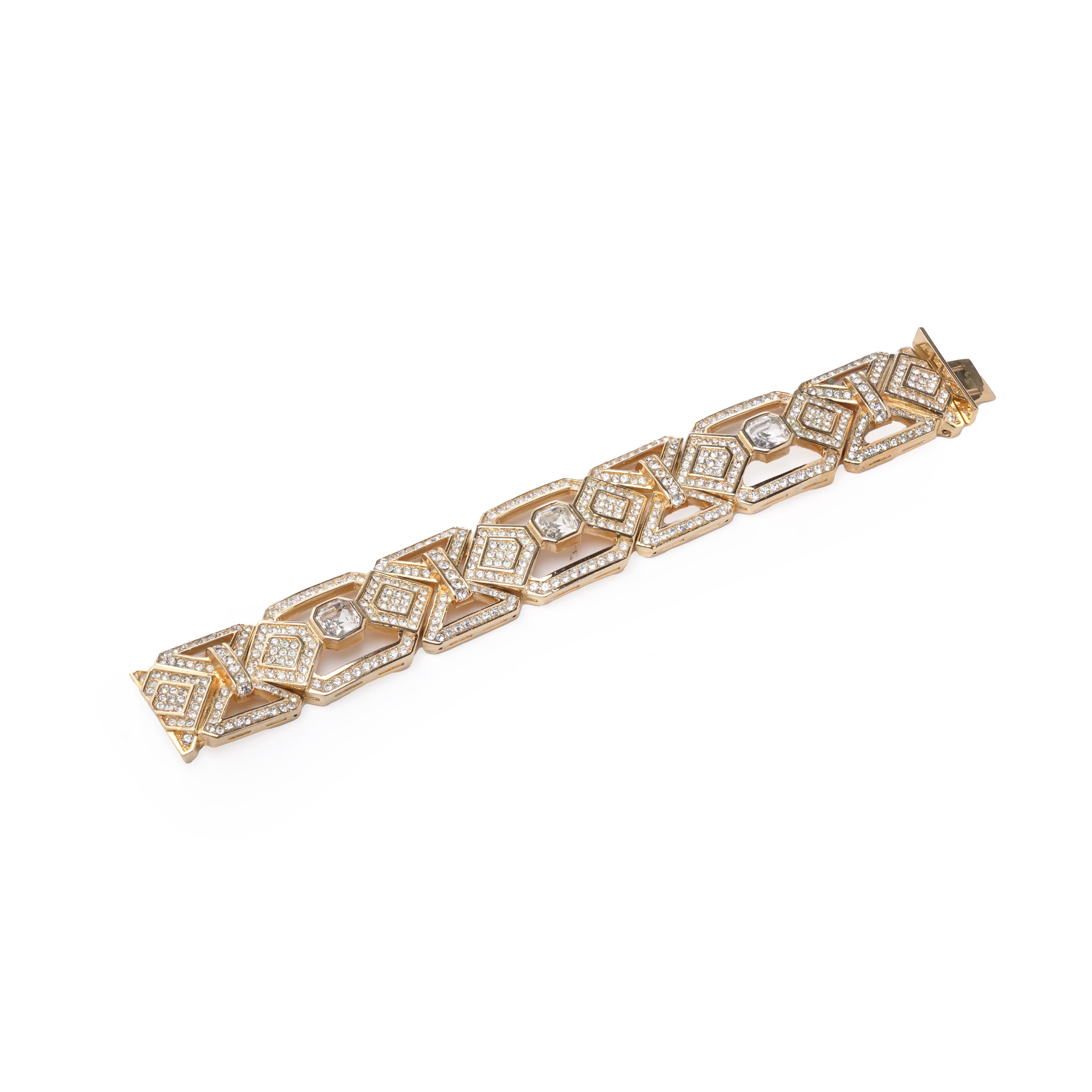 Donna Christian Dior - Bracciale a maglie con tonalità d'oro, circa anni '80 in vendita
