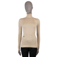 CHRISTIAN DIOR or viscose 2019 LUREX RIB-KNIT TURTLENECK Pull 36 XS