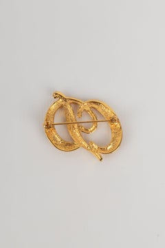 Christian Dior Golden Brooch with Rhinestones