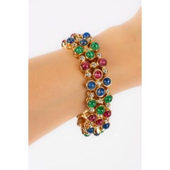 Christian Dior Goldenes Metallarmband aus Metall mit Strasssteinen