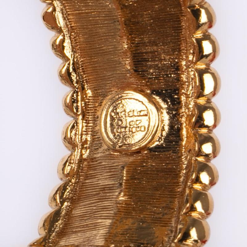 Christian Dior Golden Metal Bracelet with Rhinestones For Sale 3