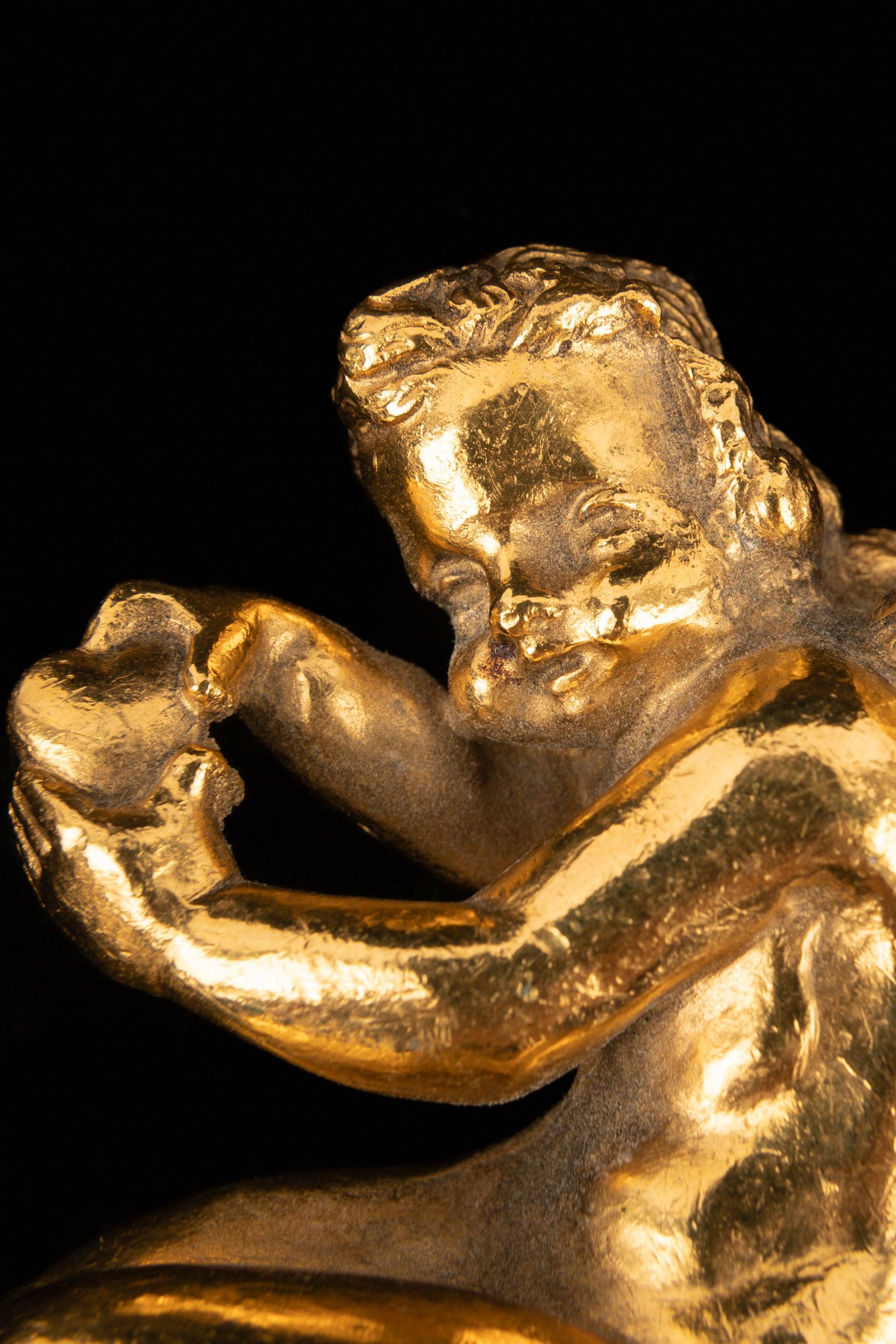 Christian Dior Golden Metal Brooch 'Cherub' In Excellent Condition In SAINT-OUEN-SUR-SEINE, FR