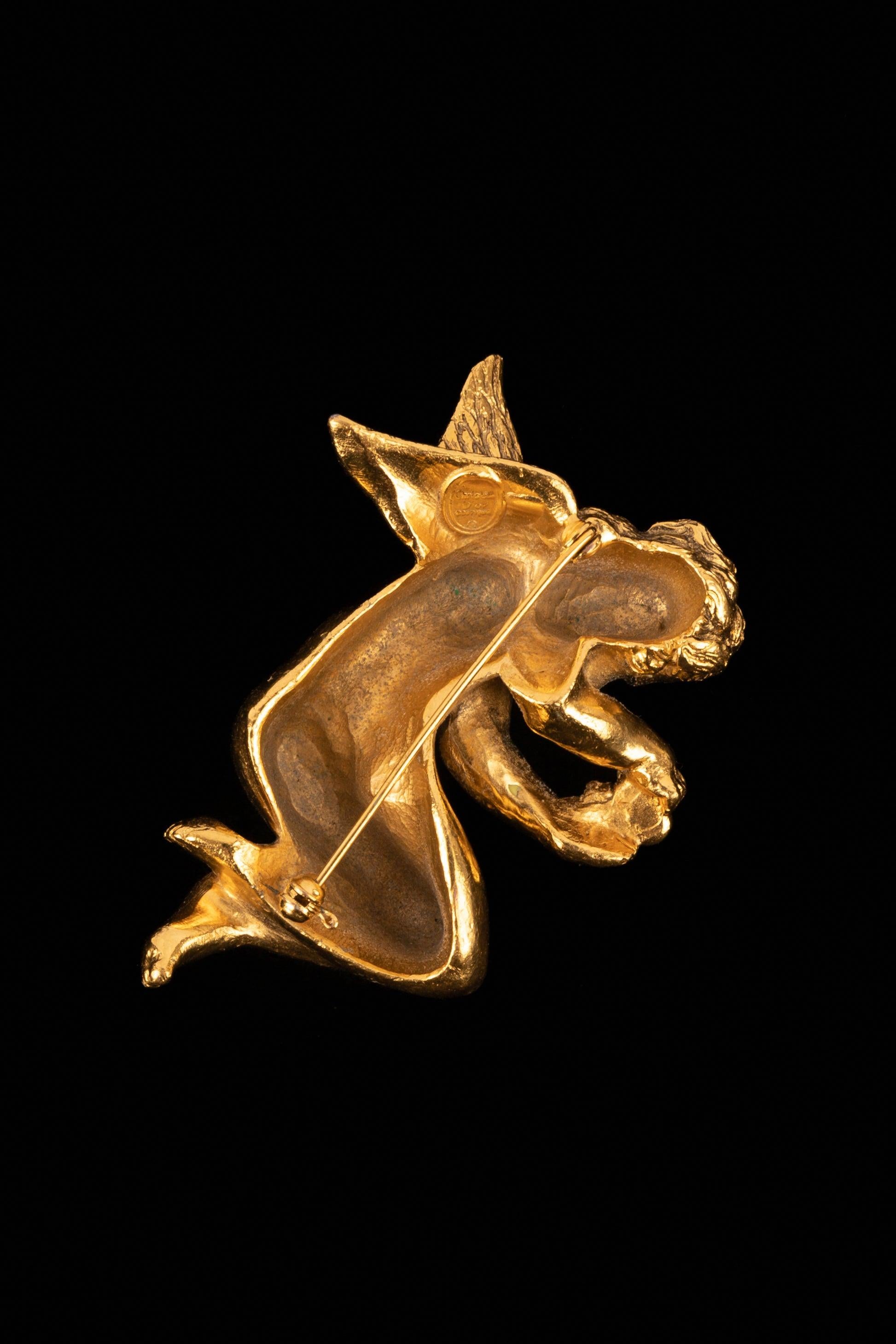 Christian Dior Golden Metal Brooch 'Cherub' 2
