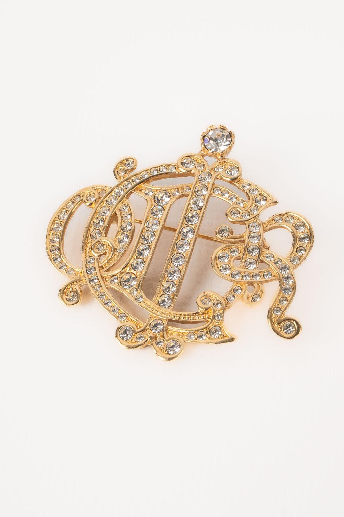 Women's Christian Dior Golden Metal Brooch For Sale