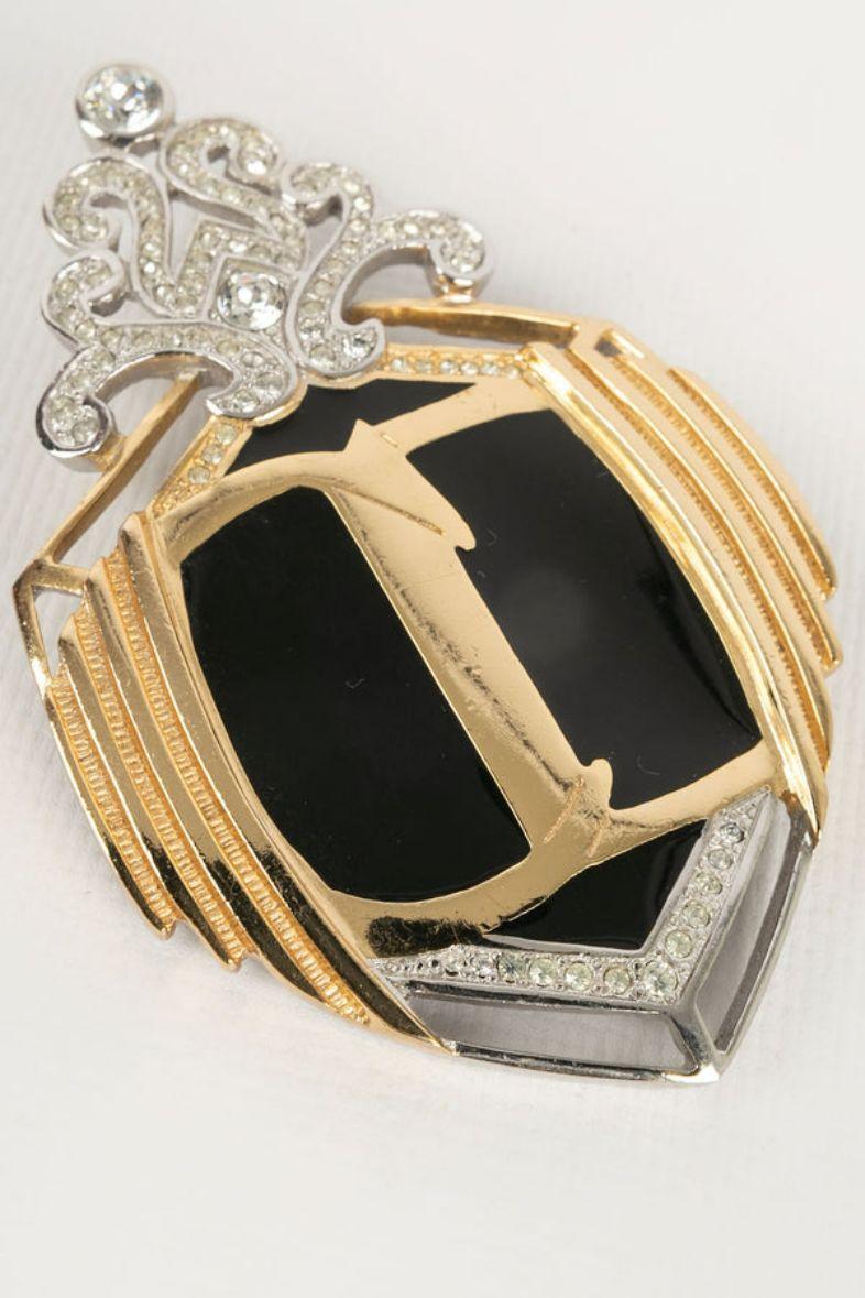 Christian Dior Golden Metal Brooch For Sale 1