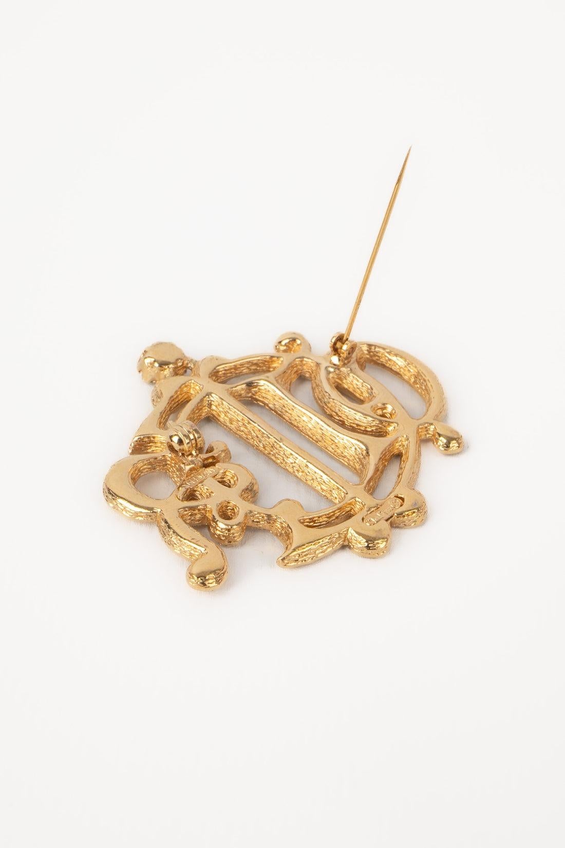 Christian Dior Golden Metal Brooch For Sale 1