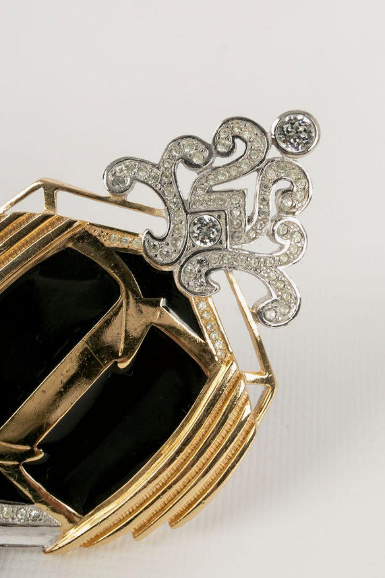 Christian Dior Goldene Metallbrosche im Angebot 2