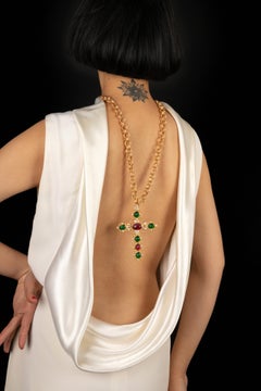 Christian Dior Golden Metal Cross Necklace