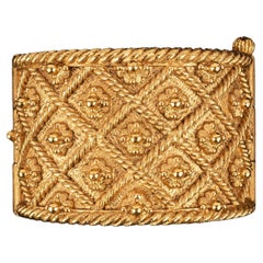 Vintage Christian Dior Golden Metal Cuff Bracelet, circa 1996