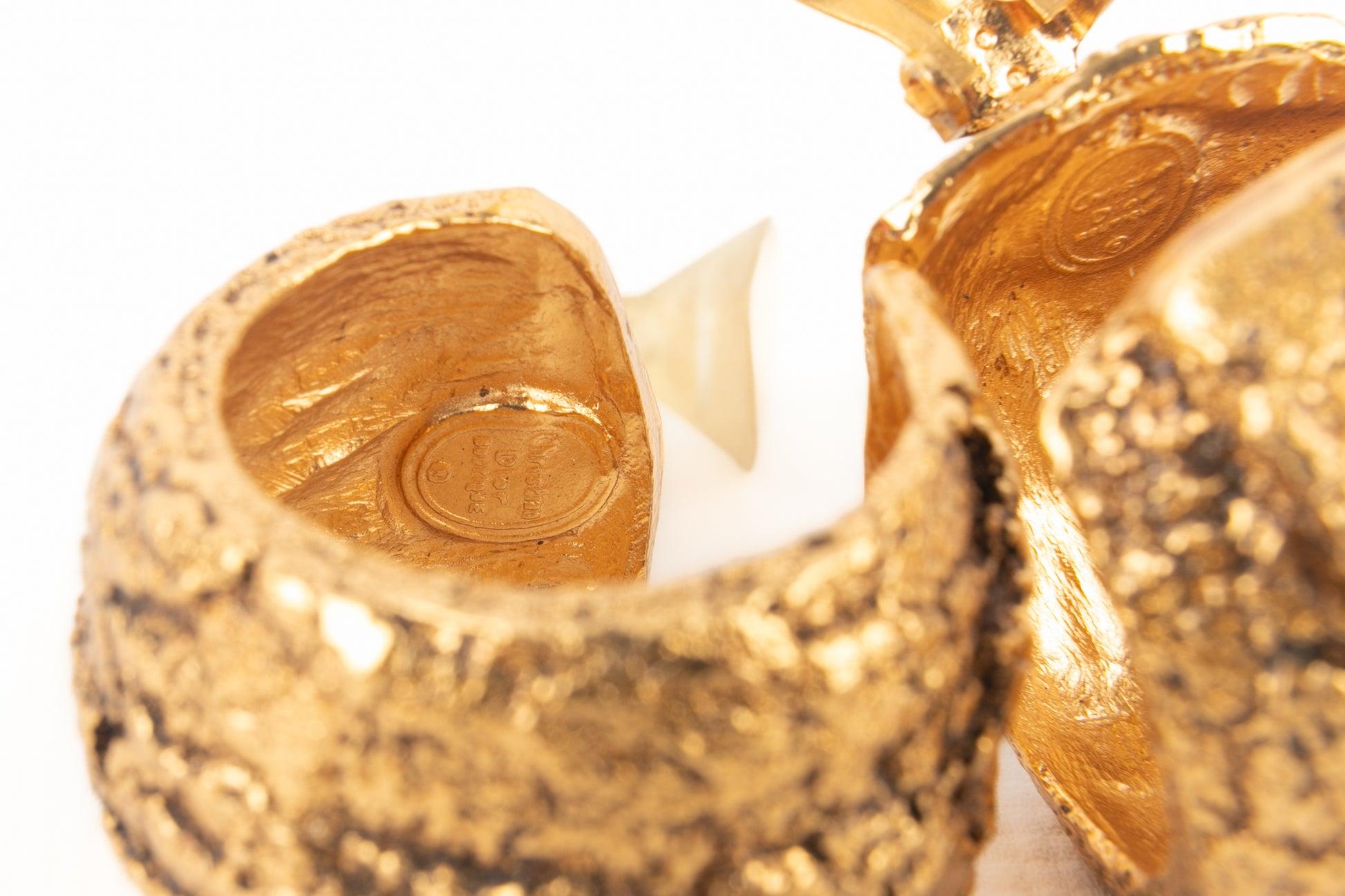 Christian Dior Golden Metal Earrings For Sale 2