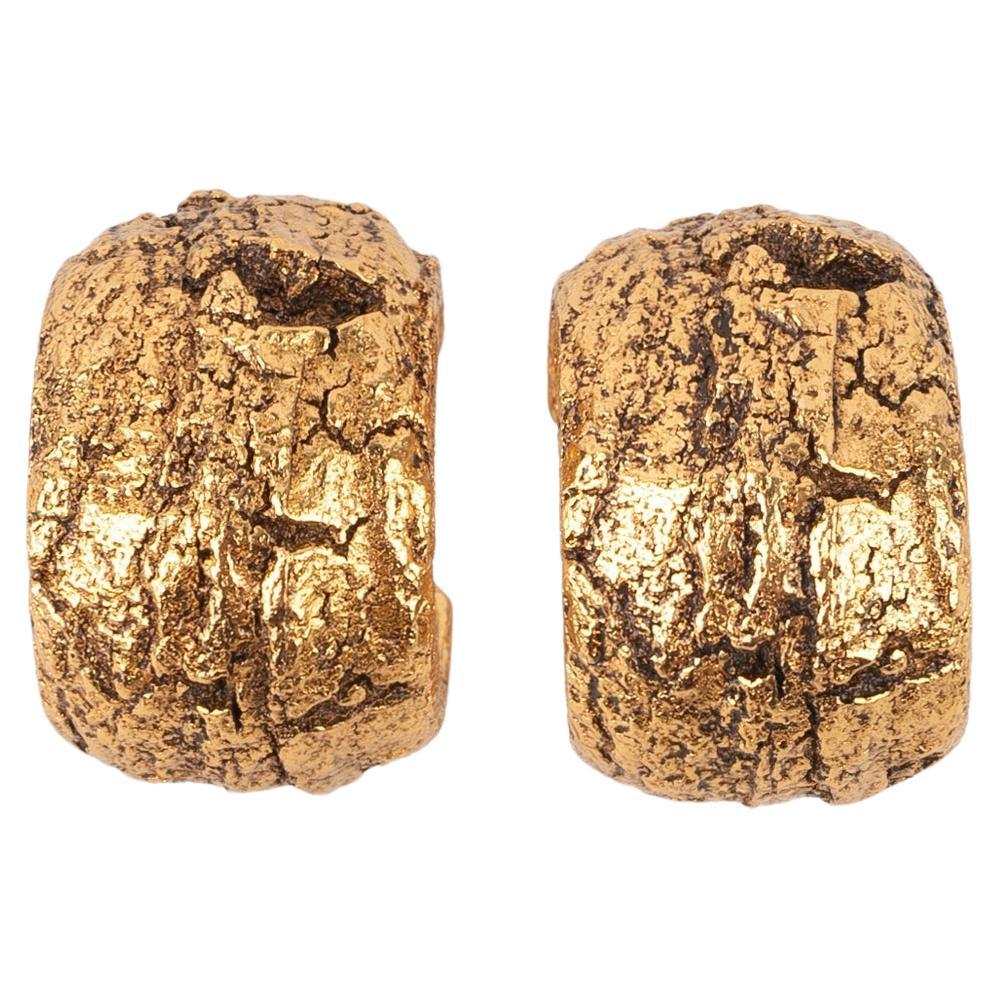 Christian Dior Golden Metal Earrings For Sale