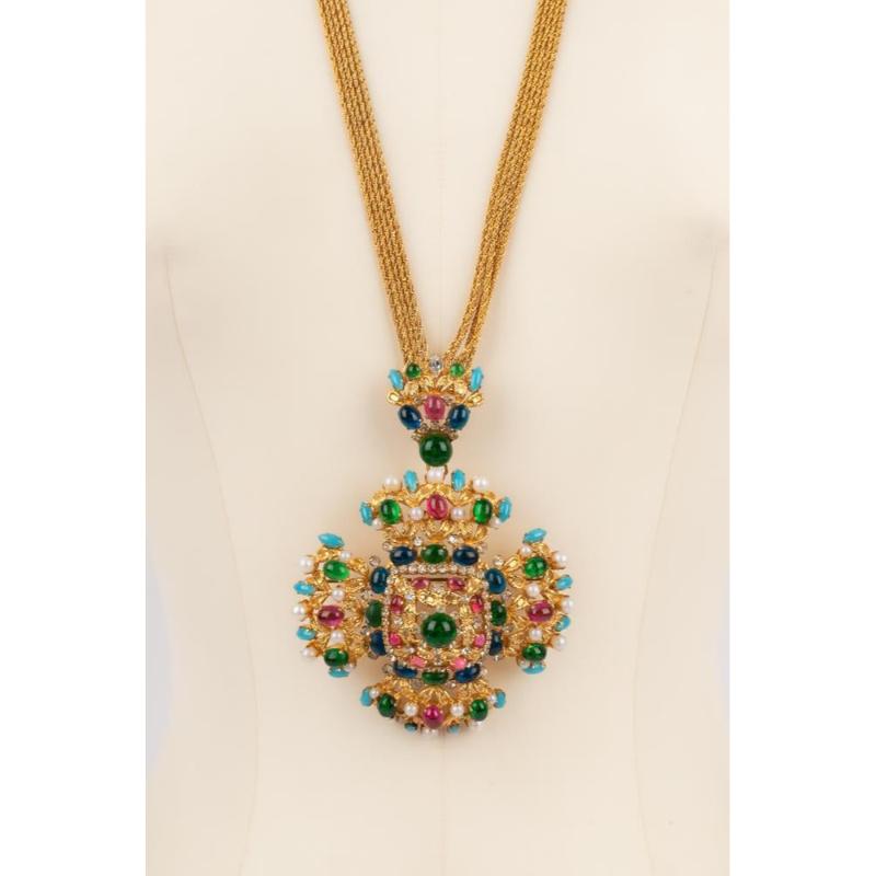 Christian Dior Collana a più file in metallo dorato, 1969 in vendita 1