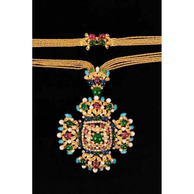 Christian Dior Collana a più file in metallo dorato, 1969 in vendita 2