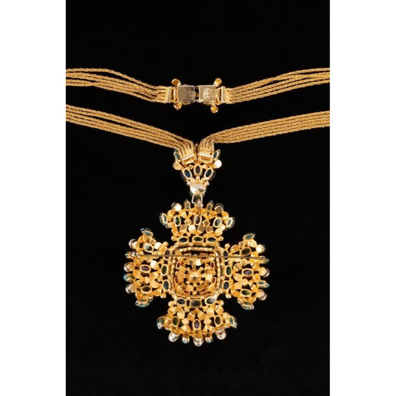 Christian Dior Collana a più file in metallo dorato, 1969 in vendita 3