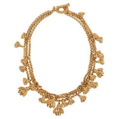 Christian Dior Mehrreihige Halskette aus goldenem Metall