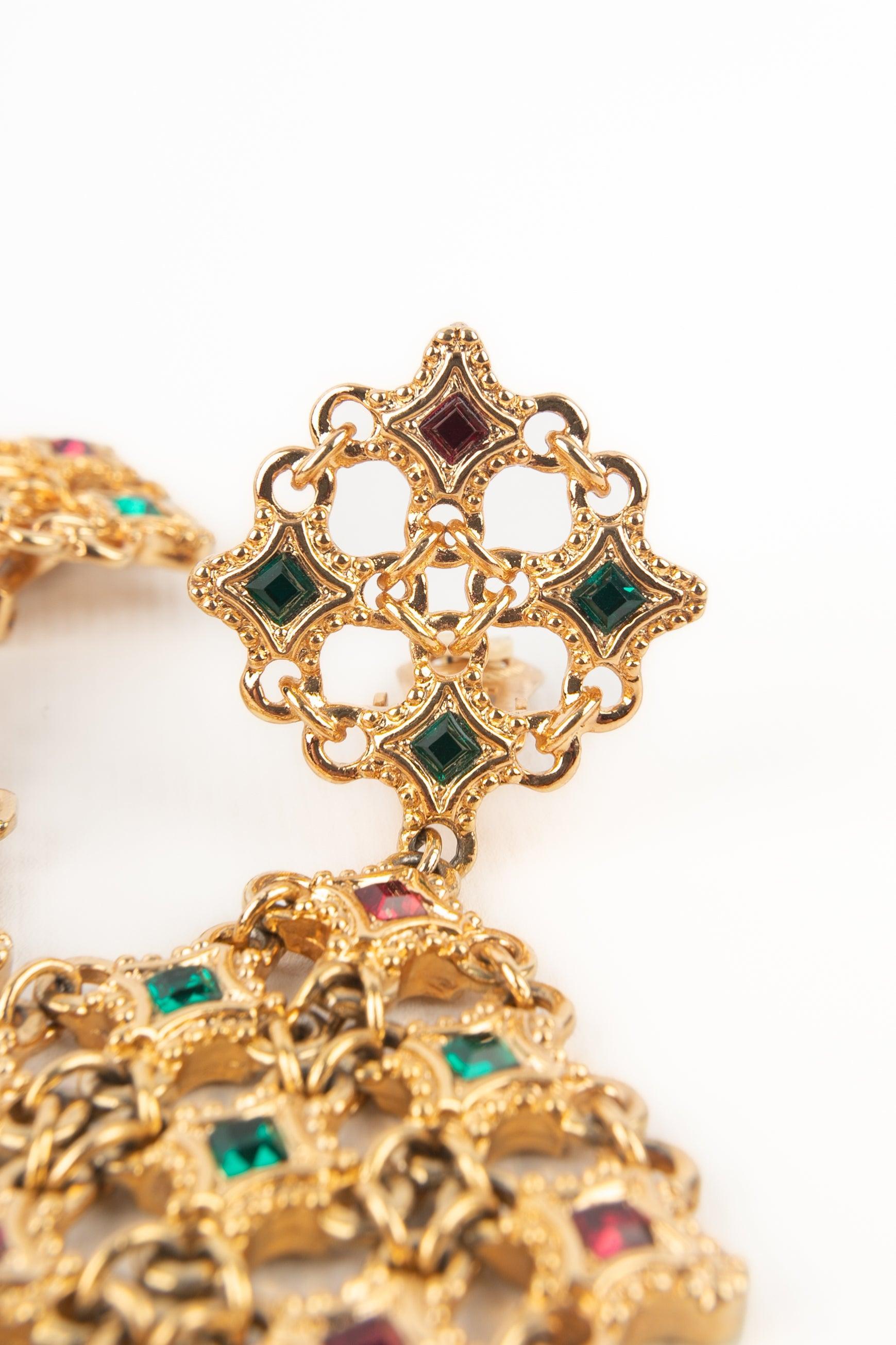 Christian Dior Golden Metal Openwork Earrings 1