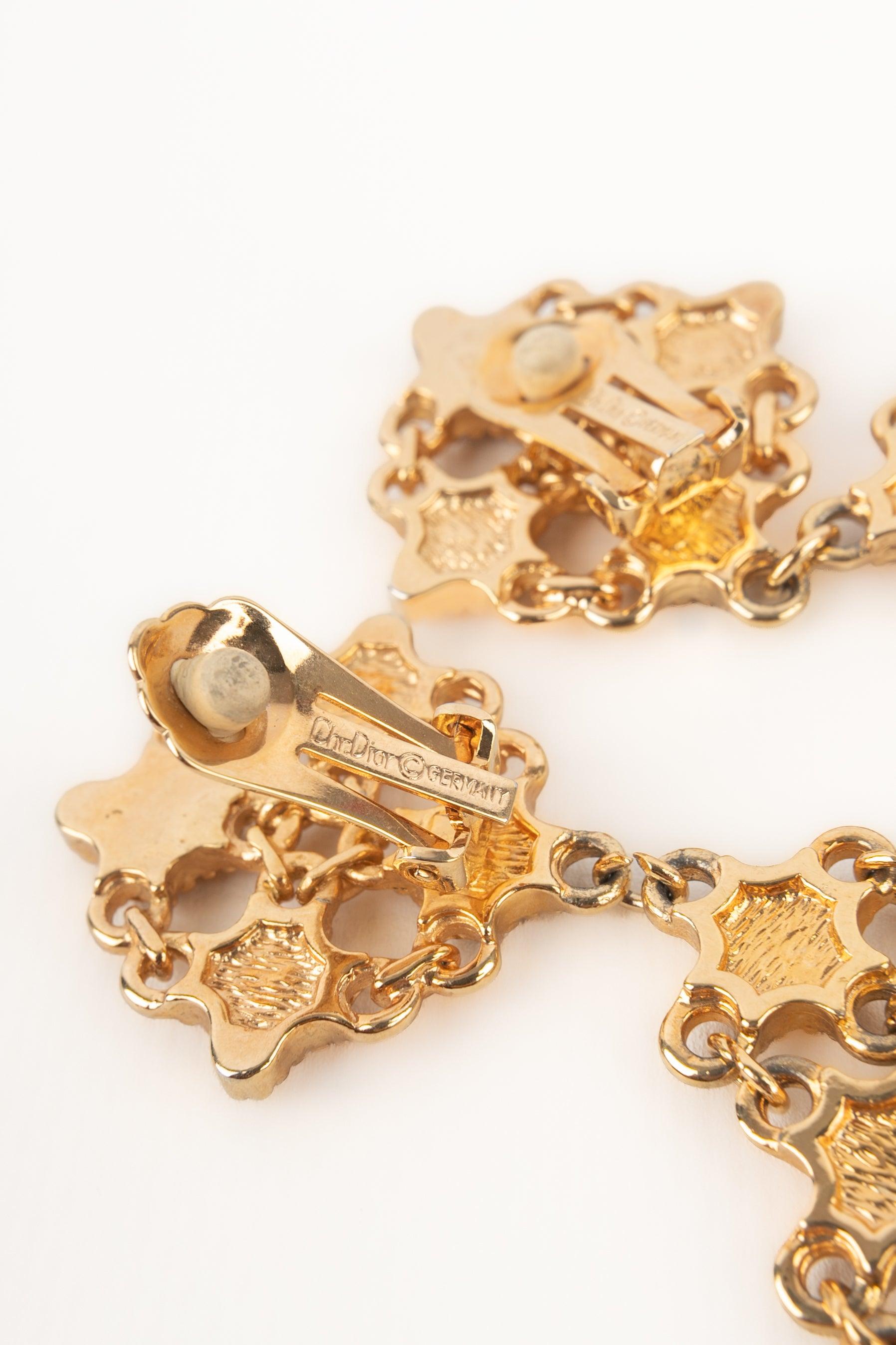 Christian Dior Golden Metal Openwork Earrings 2