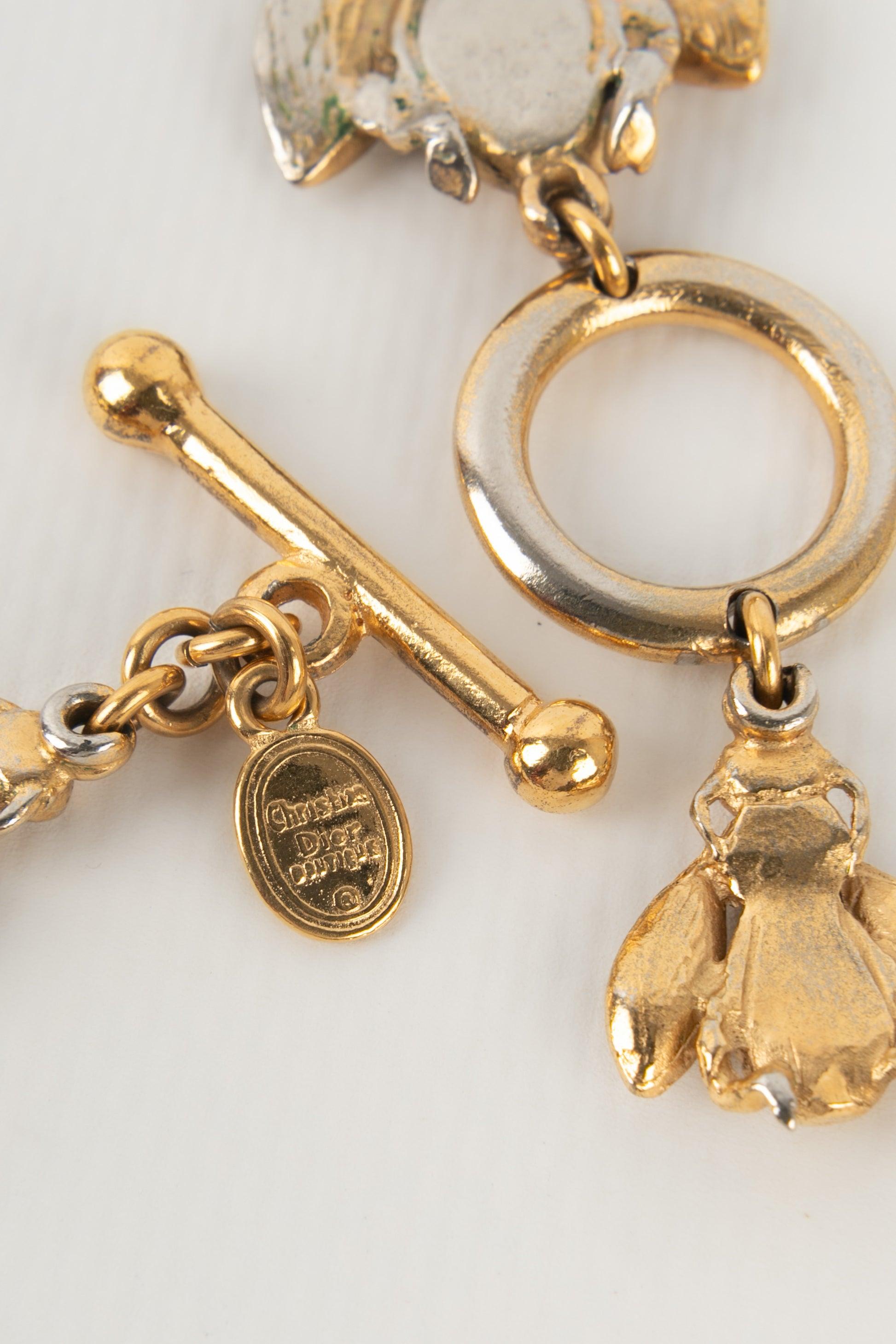 Women's Christian Dior Golden Metal Short Bee Necklace
