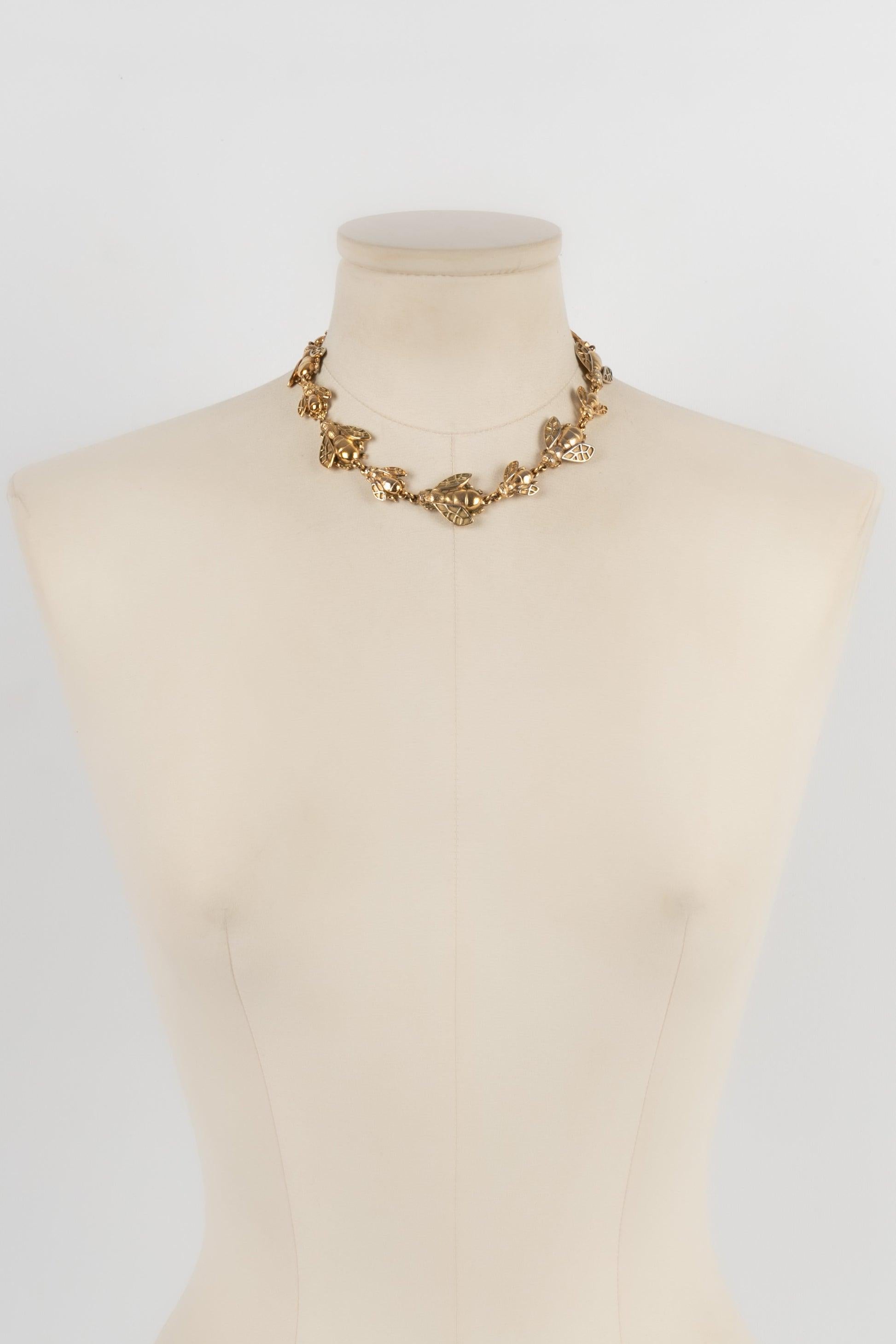 Christian Dior Golden Metal Short Bee Necklace 1