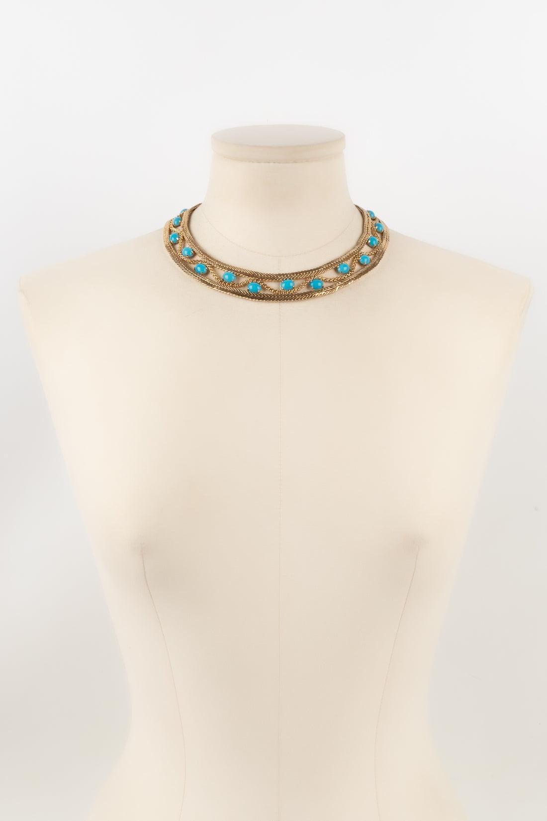 Christian Dior Golden Metal Short Necklace, 1965 In Good Condition For Sale In SAINT-OUEN-SUR-SEINE, FR