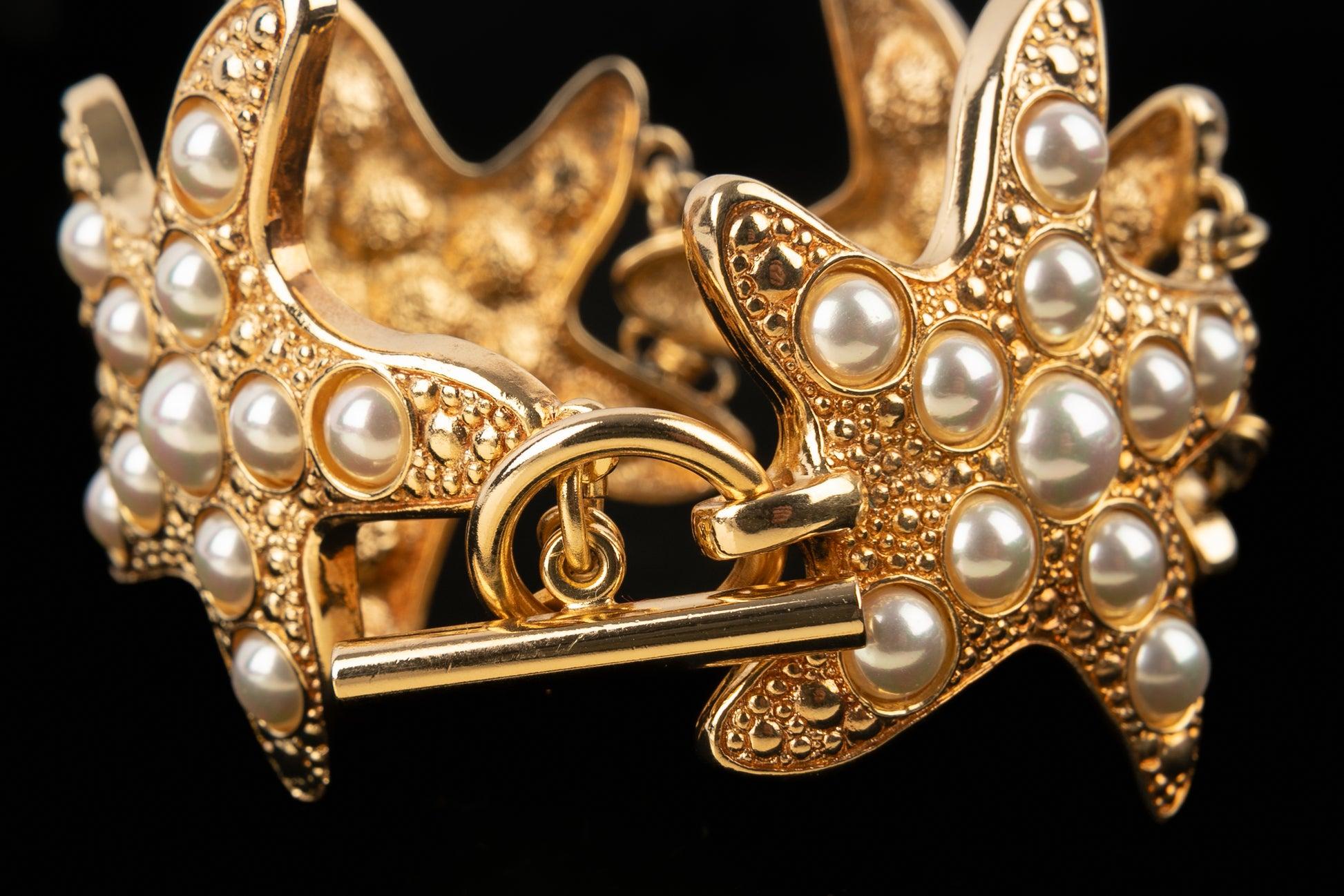 Women's Christian Dior Golden Metal 'Starfish' Bracelet For Sale