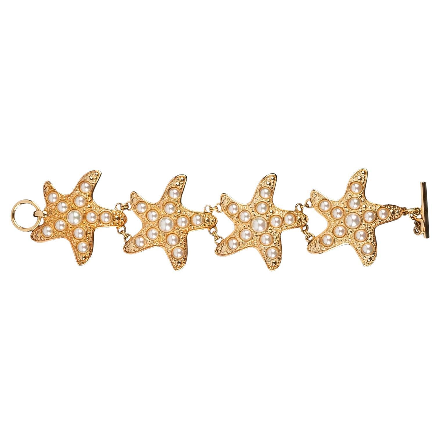 Christian Dior Golden Metal 'Starfish' Bracelet For Sale