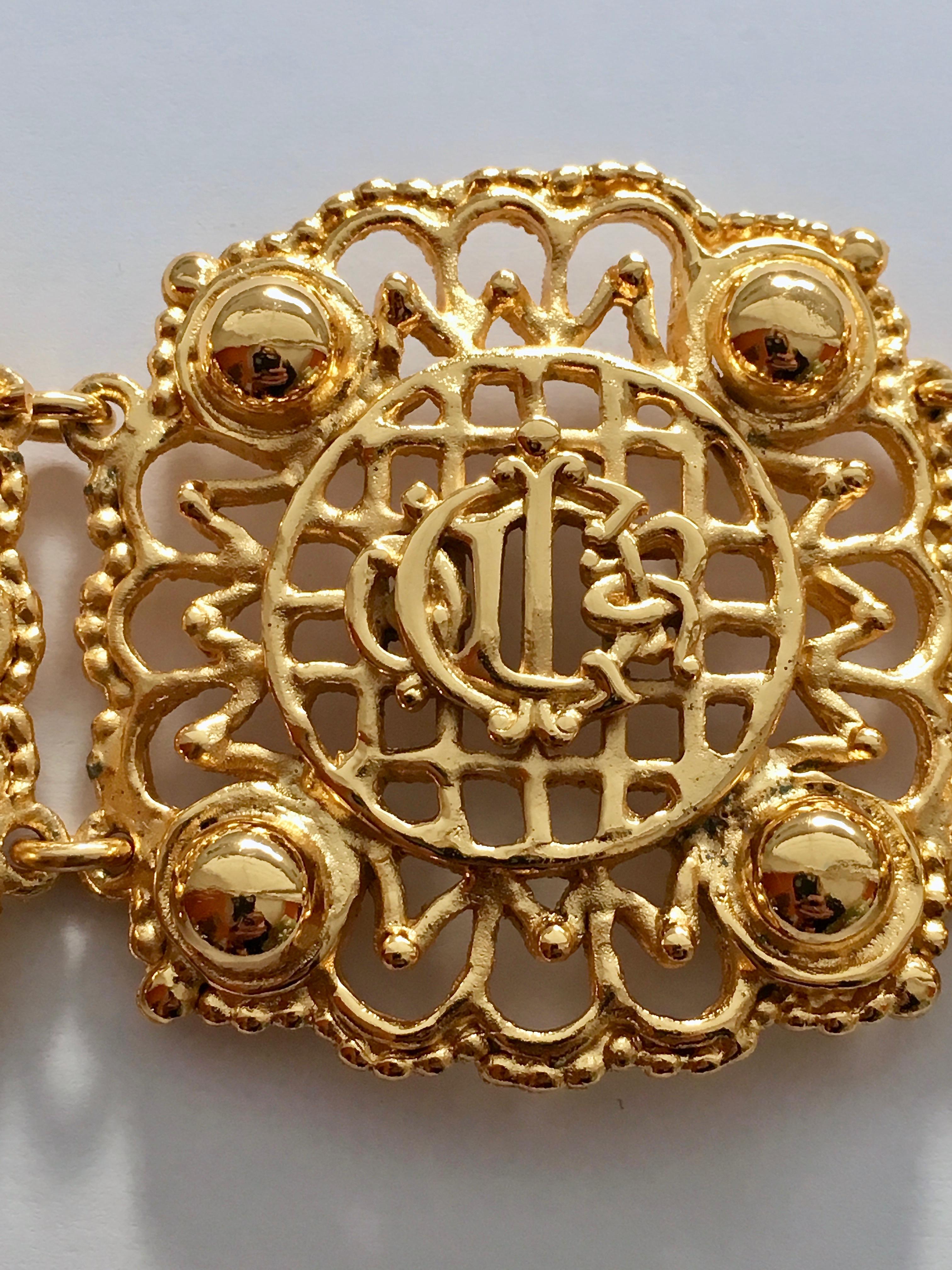 Christian Dior Goldtone Logo Bracelet 1980s For Sale 1