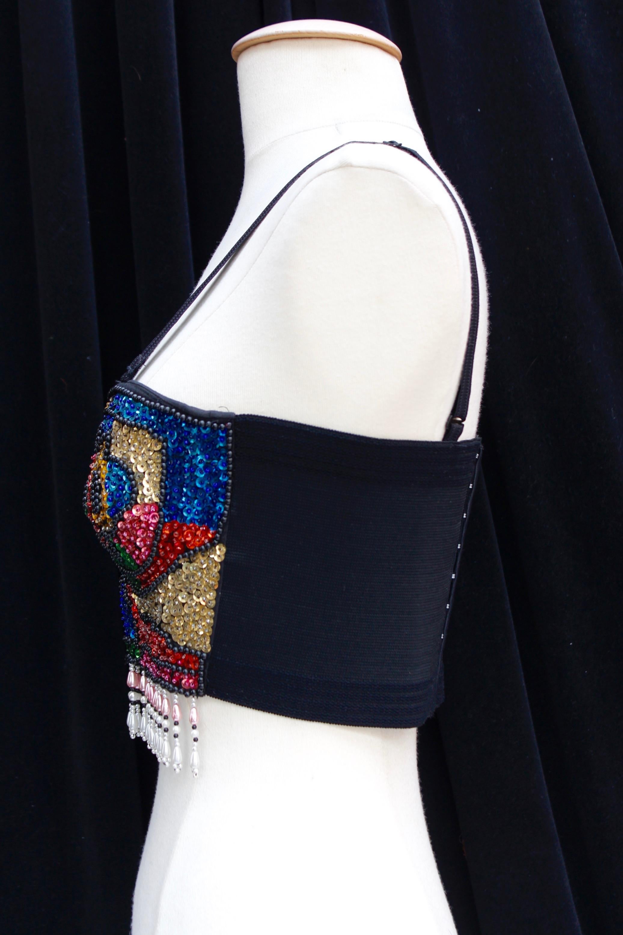 Christian Dior gorgeous bustier with multi color beads and sequins In Good Condition In Paris, FR